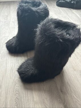 Black Faux Fur Calf Boots